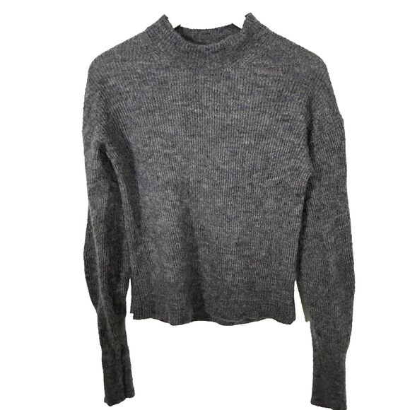 Quince Sweater Size Large Wool Alpaca Gray Ribbed Bishop Sleeve Crewneck Knit - Picture 1 of 8